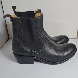 Frye chelsea ankle boots leather black block heel size 7